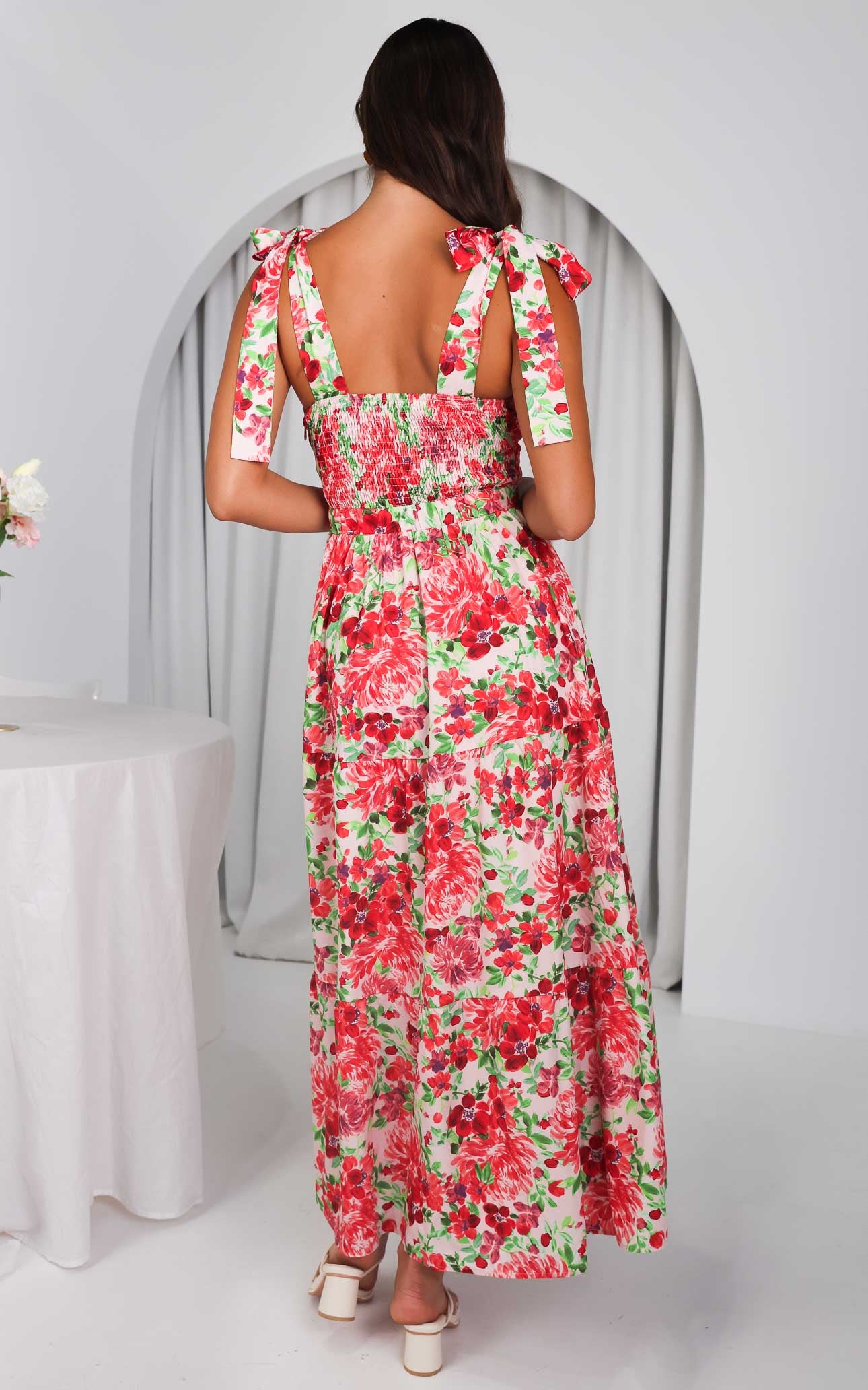 Aretha Maxi Dress - Pink Red Floral