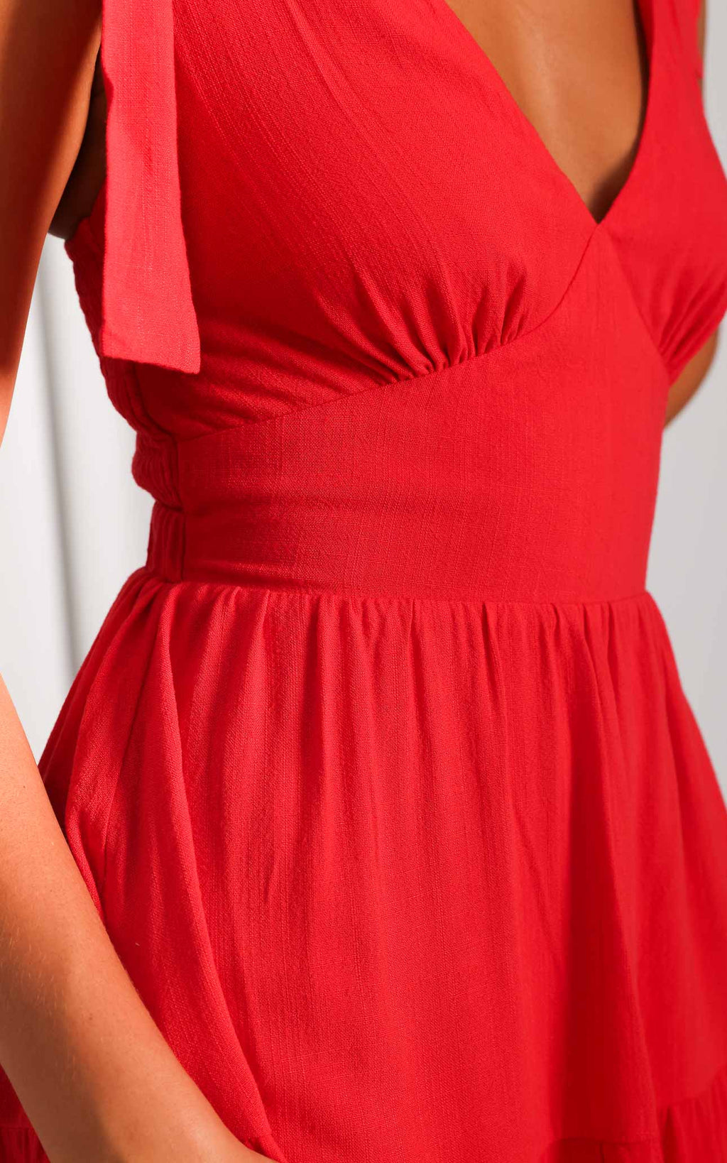 Aretha Tie Up Strap Mini Dress - Red