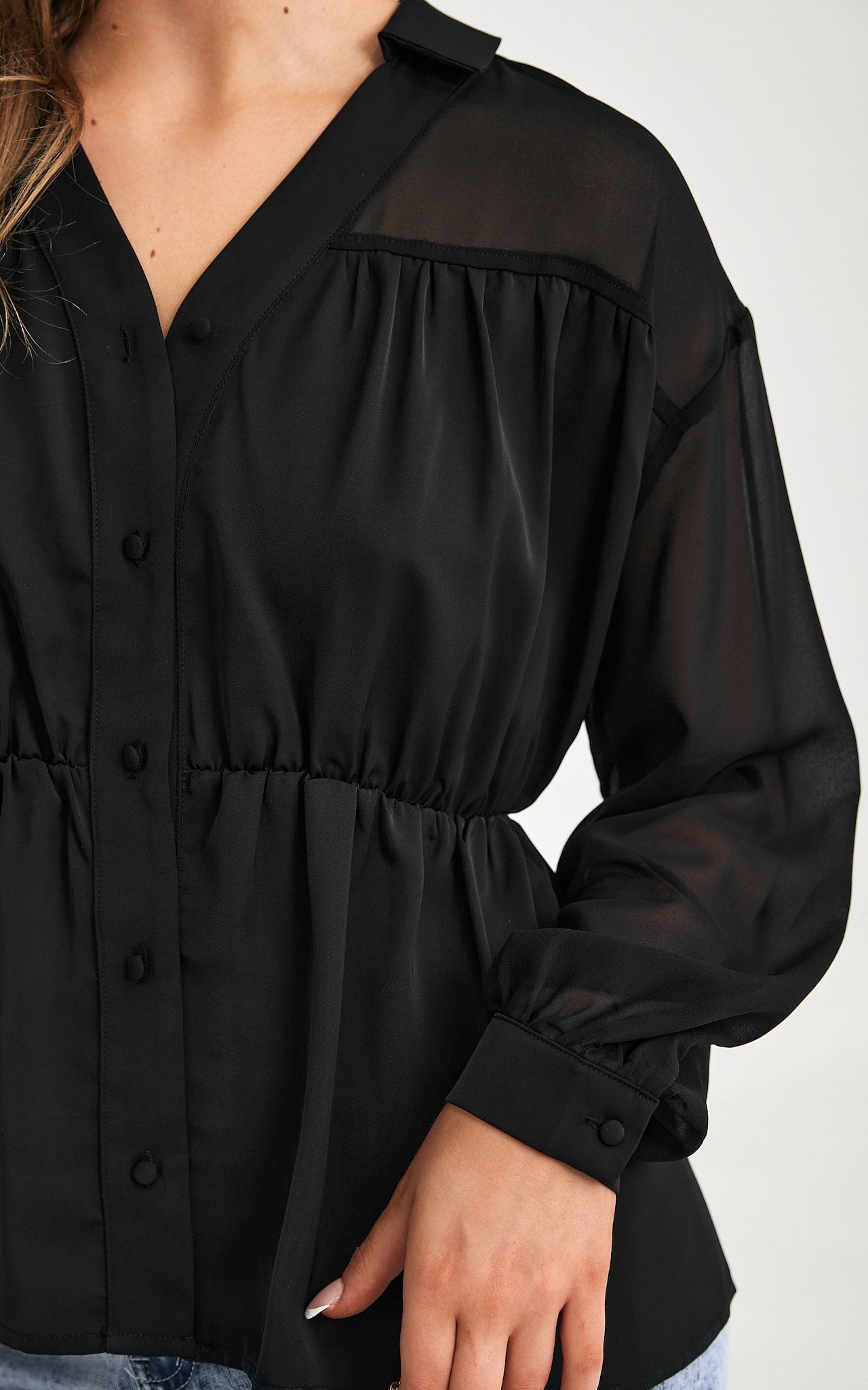 Arlene Shirt Blouse - Black