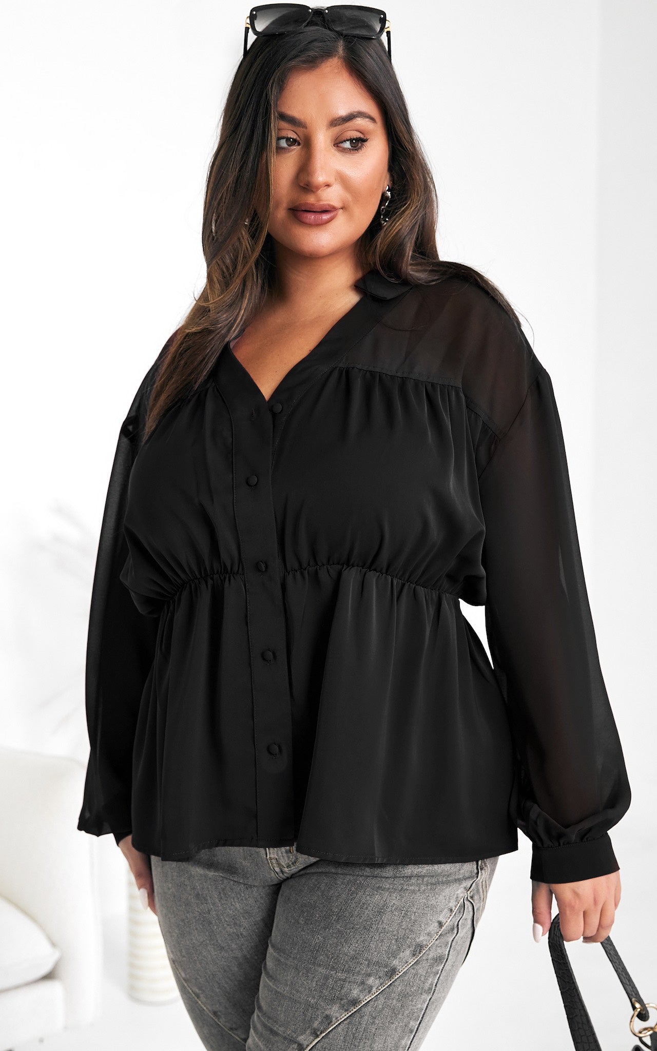 Arlene Shirt Blouse - Black