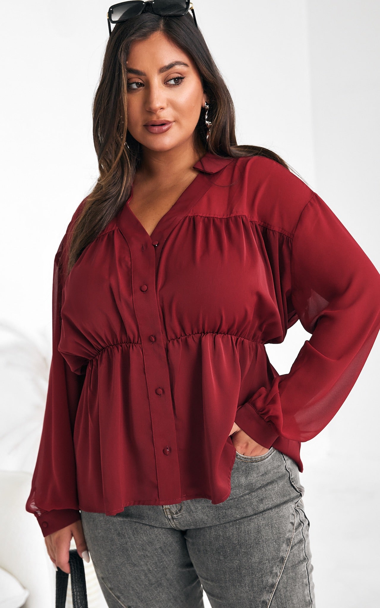 Arlene Shirt Blouse - Wine