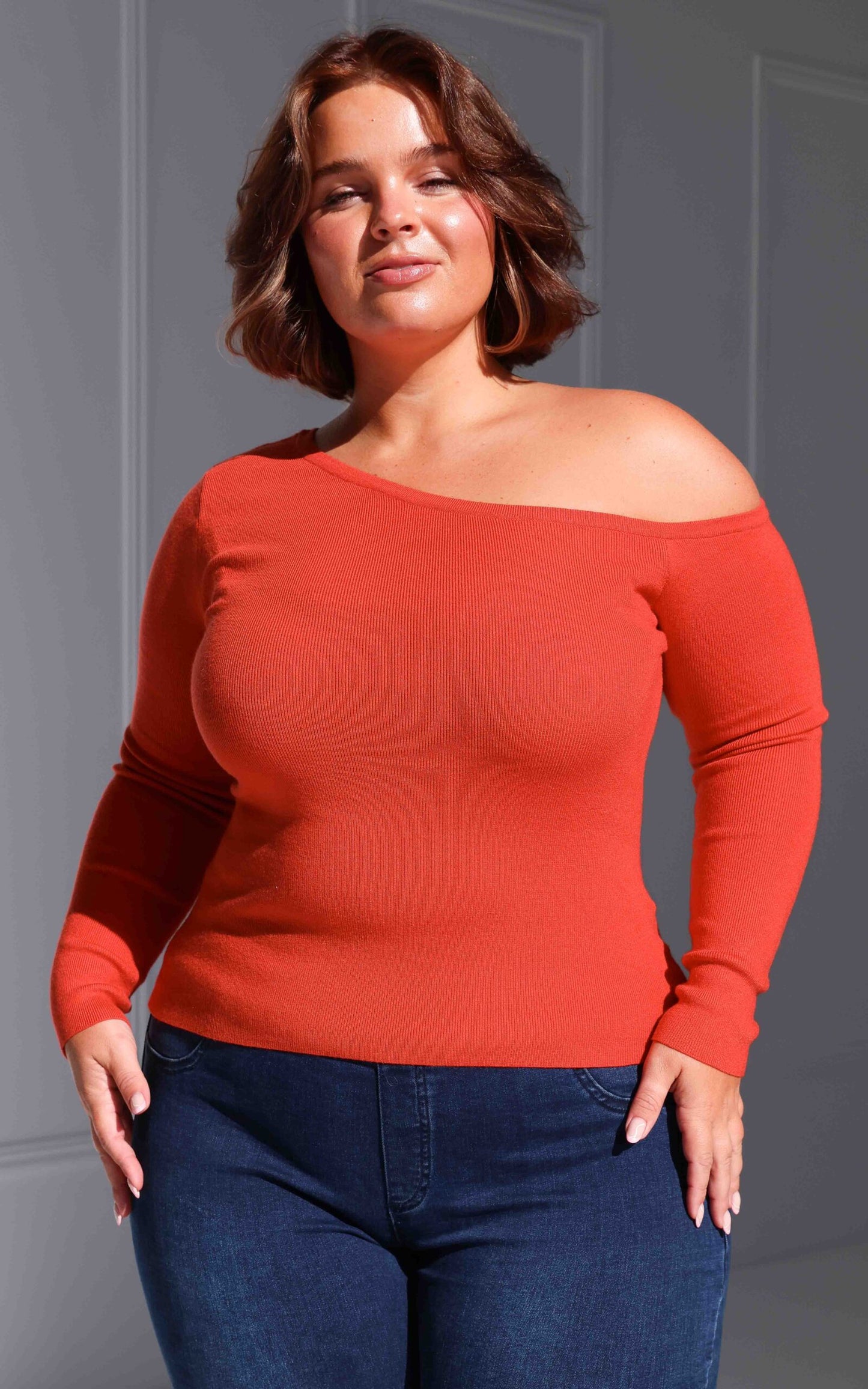 Ashlee Knit Top - Tangerine Orange