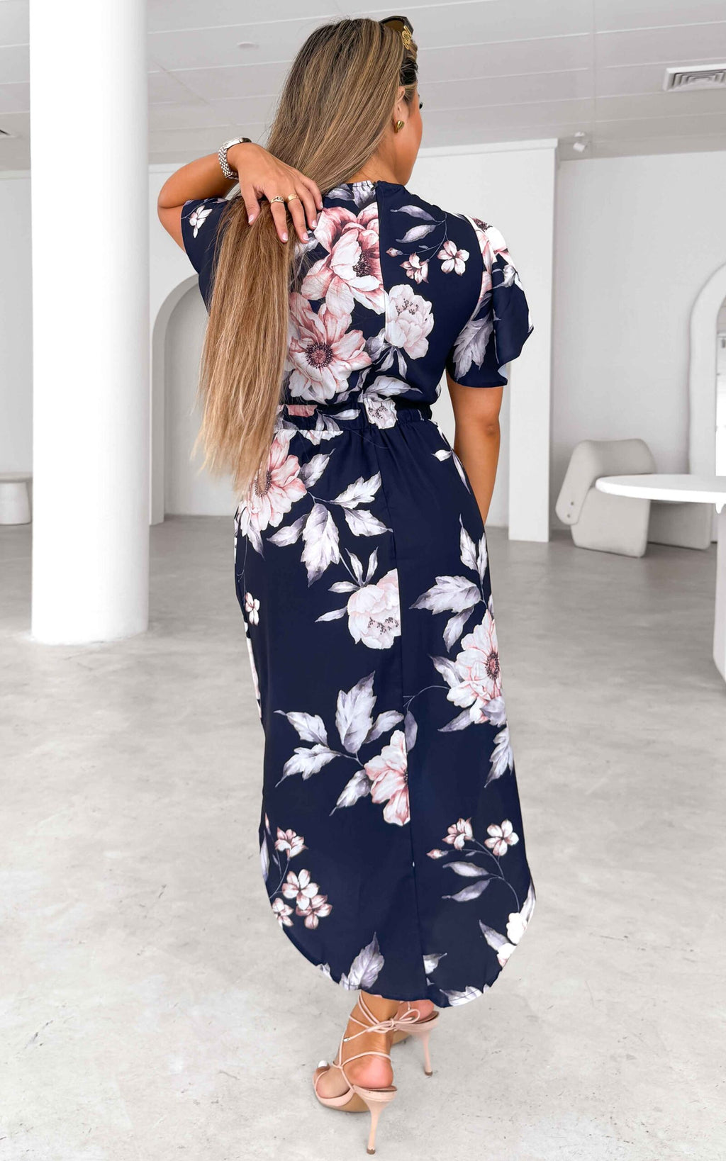 Brandy Midi Dress - Navy Floral