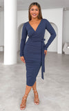Aston Long Sleeve Midi Dress - Midnight Blue