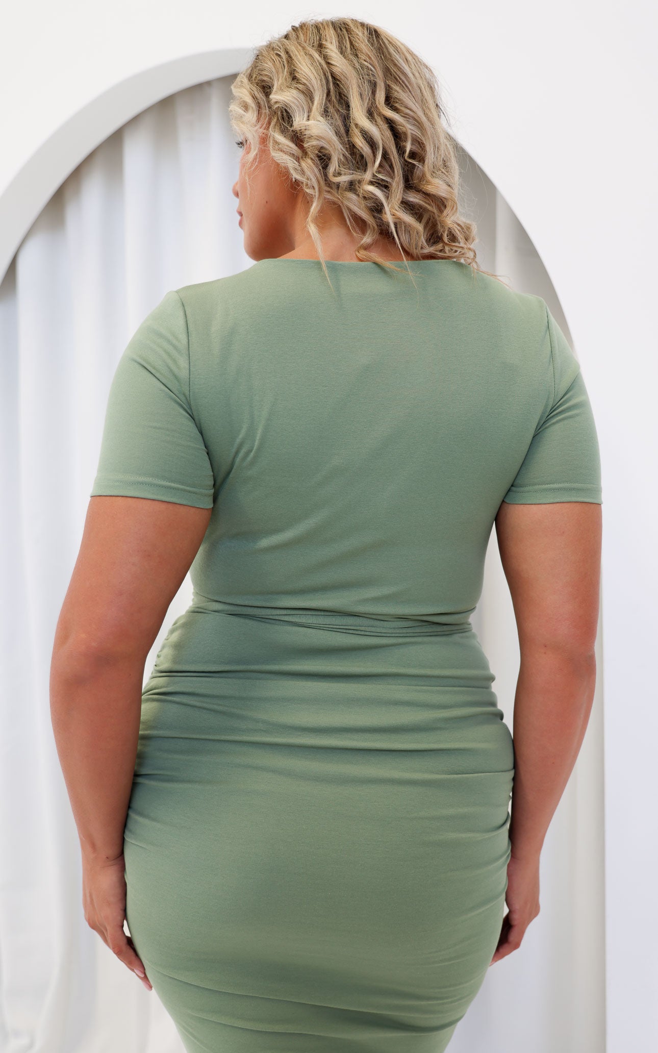 Aston Short Sleeve Midi Dress - Mid Sage