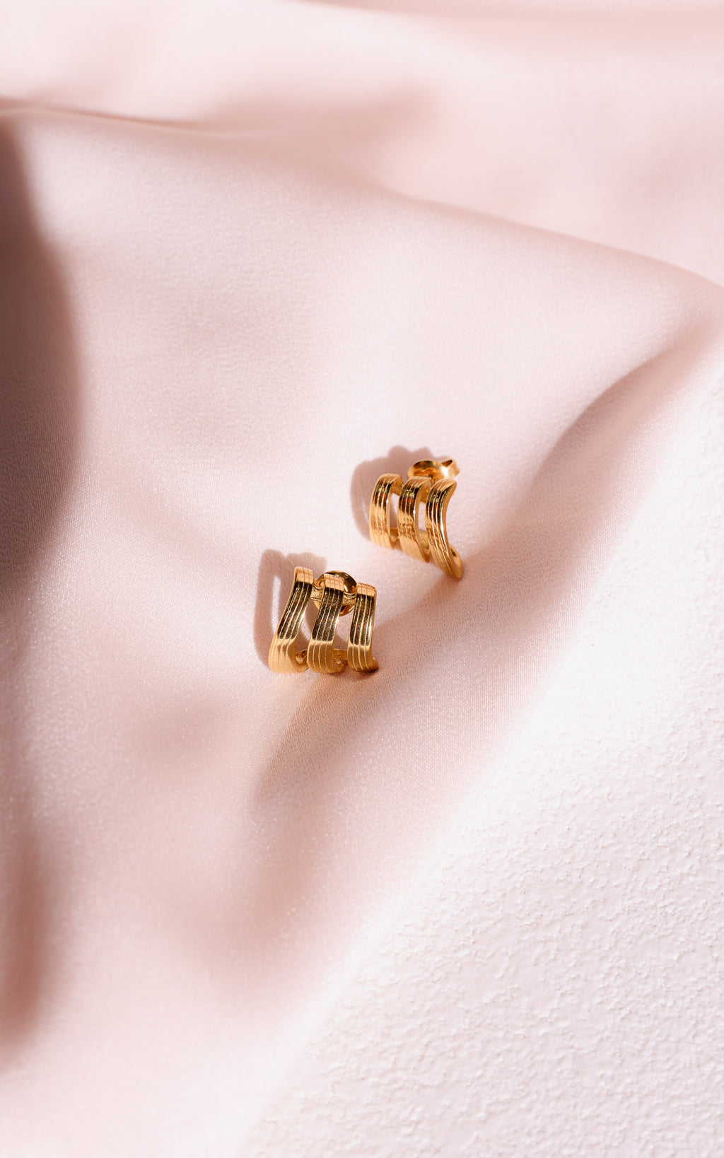 Astra Stud Earrings - Gold Triple Texture