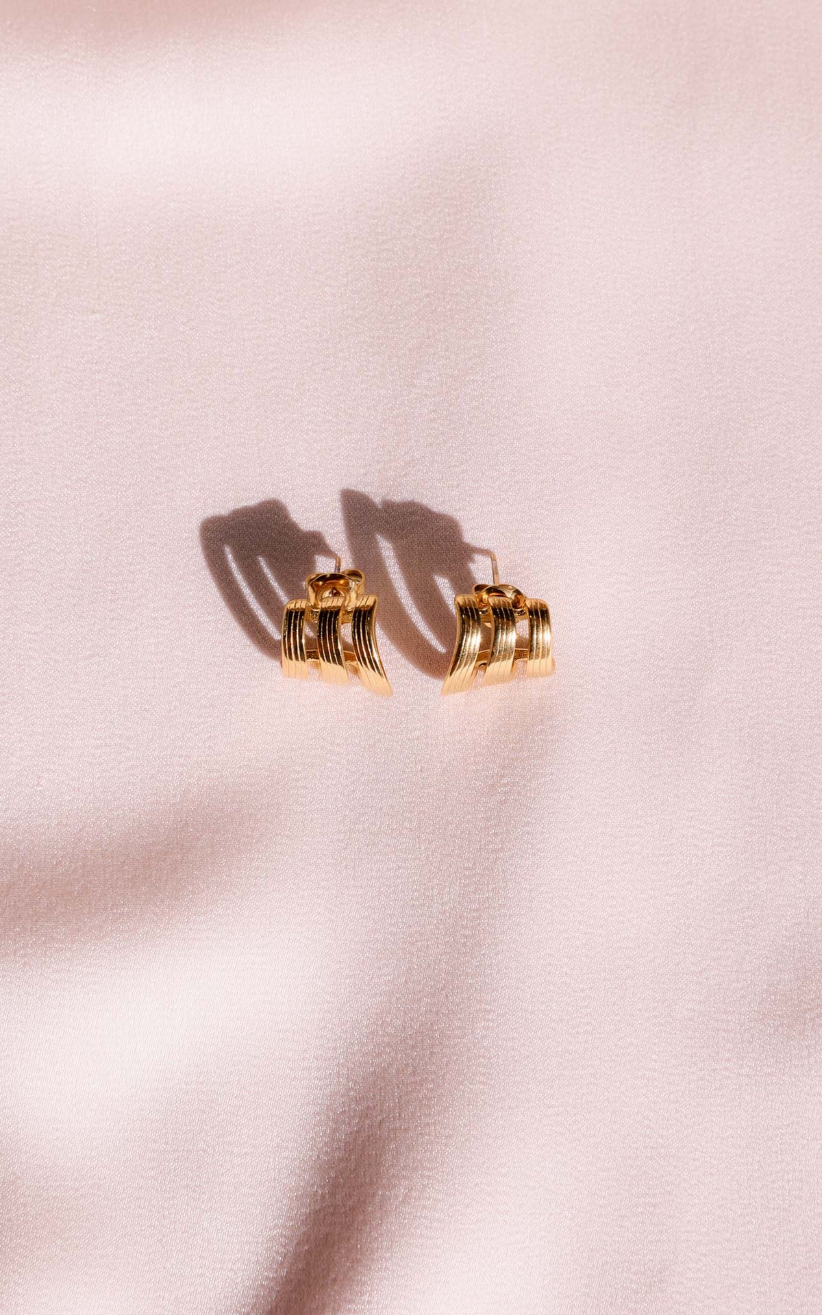 Astra Stud Earrings - Gold Triple Texture