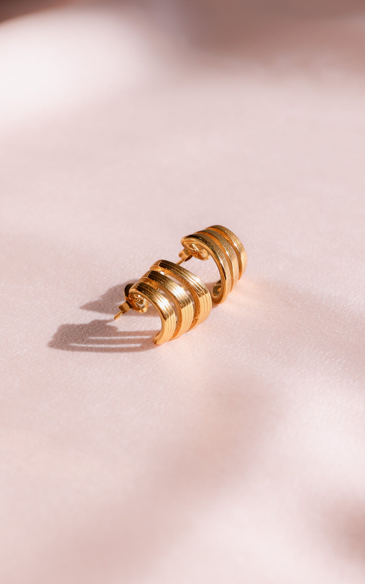 Astra Stud Earrings - Gold Triple Texture