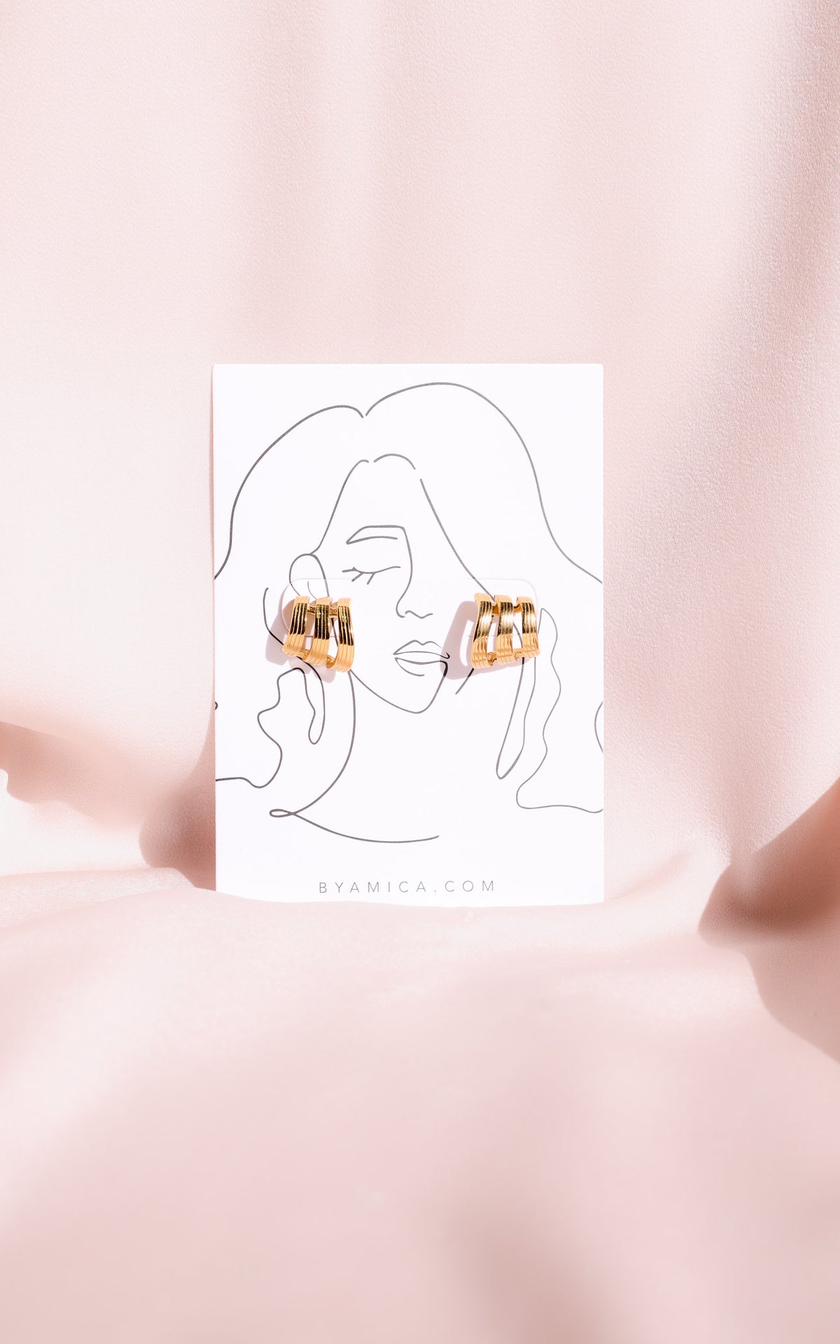Astra Stud Earrings - Gold Triple Texture