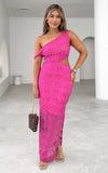 Astrid Lace Maxi Dress - Hot Pink