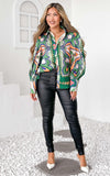 Augustine Long Sleeve Shirt Blouse - Green Multi Print