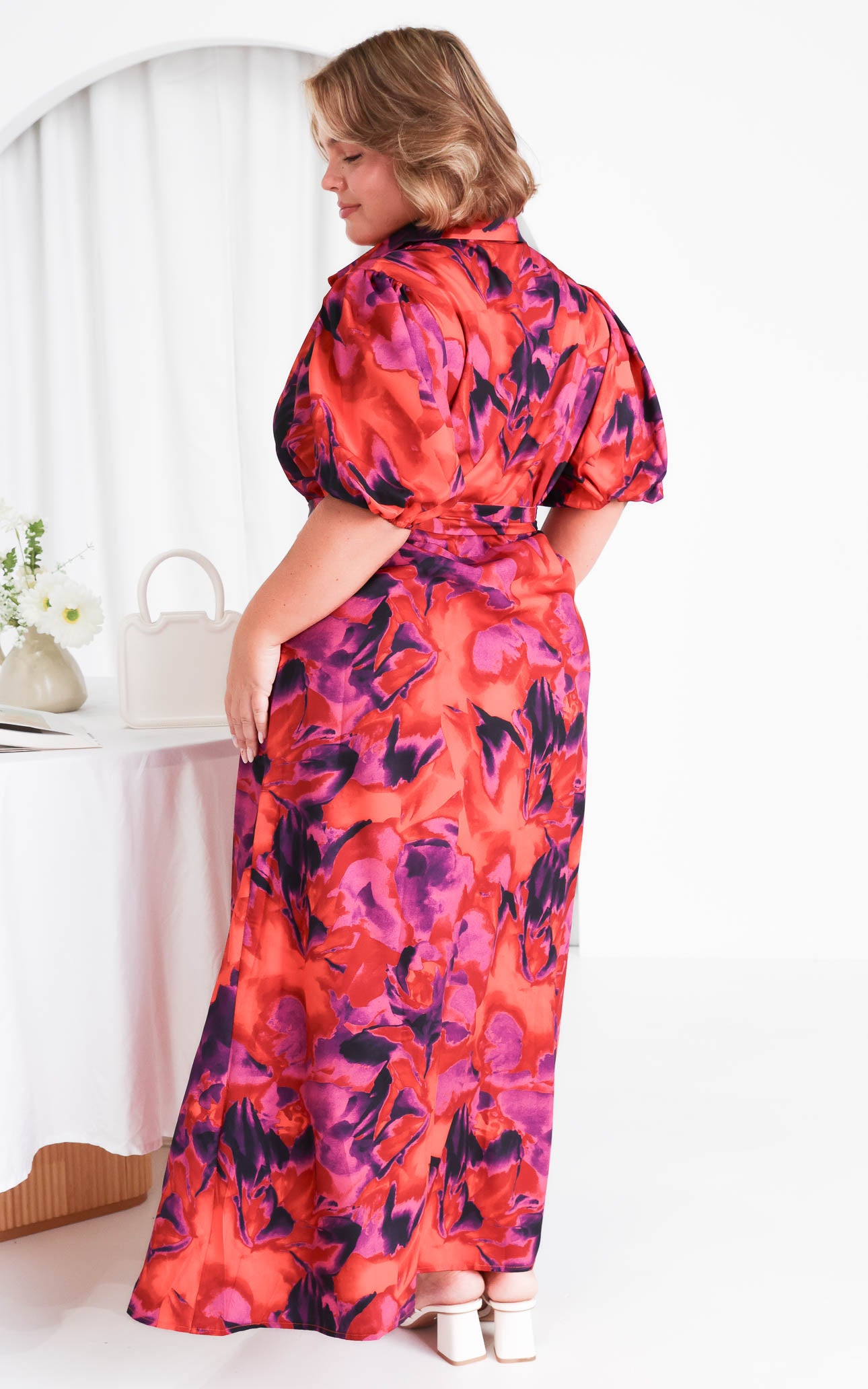 Augustine Short Sleeve Maxi Dress - Red Multi Print