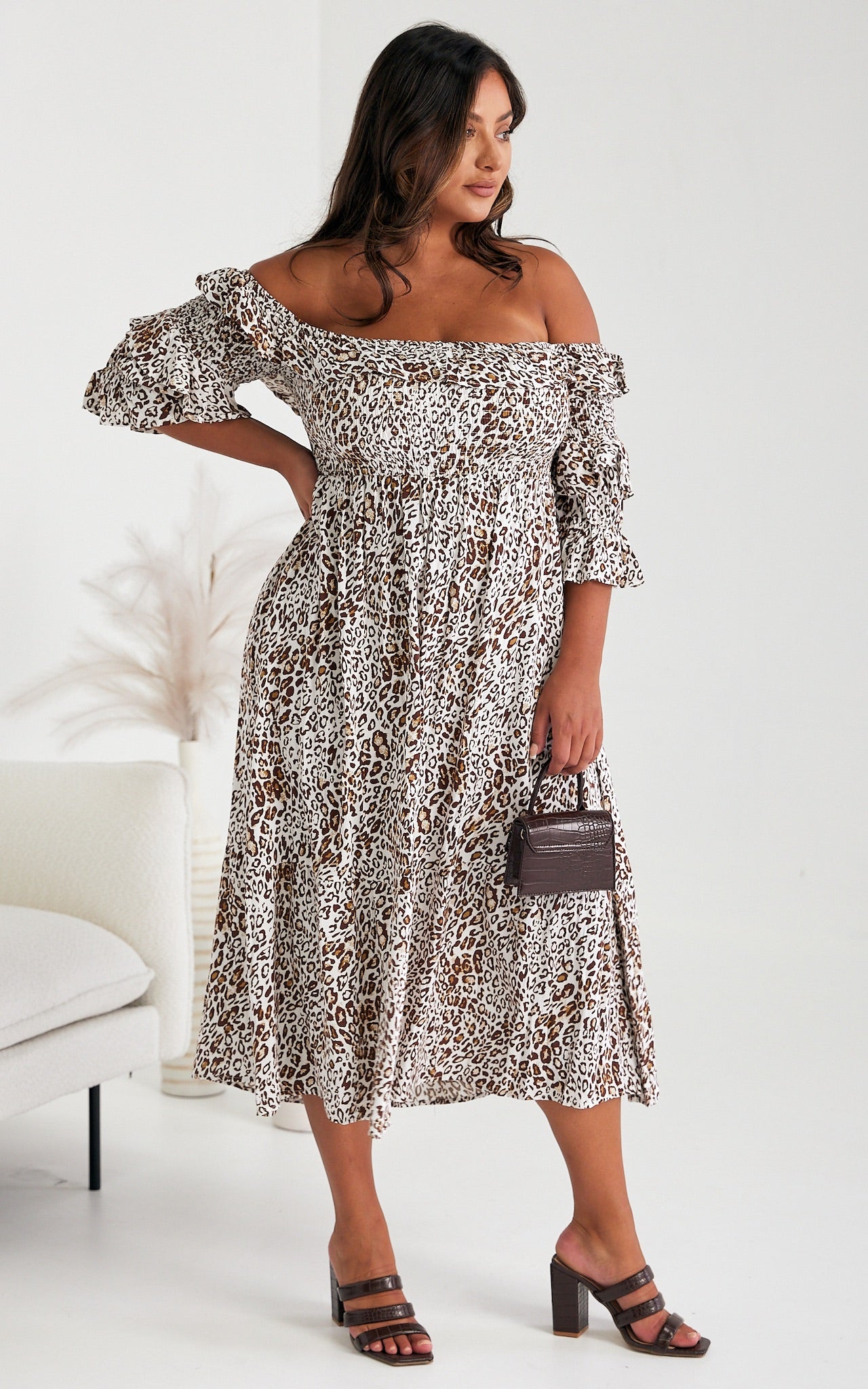 Ayesha Midi Dress - Leopard Print