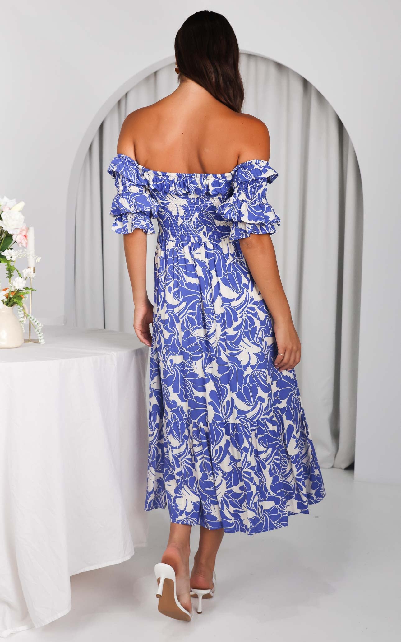 Ayesha Midi Dress - Blue Print