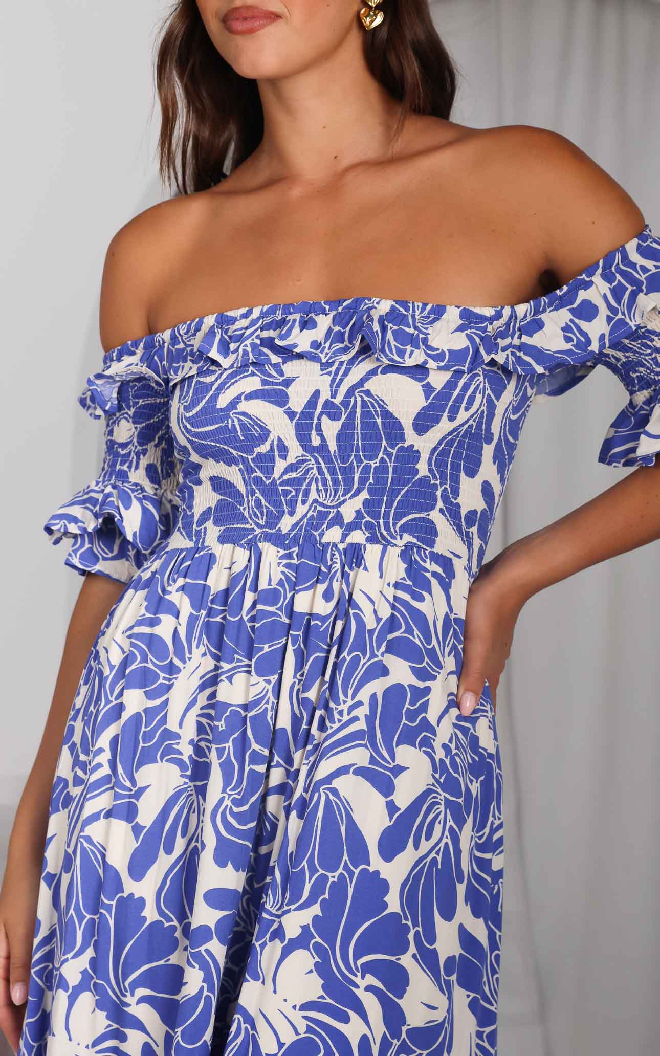 Ayesha Midi Dress - Blue Print