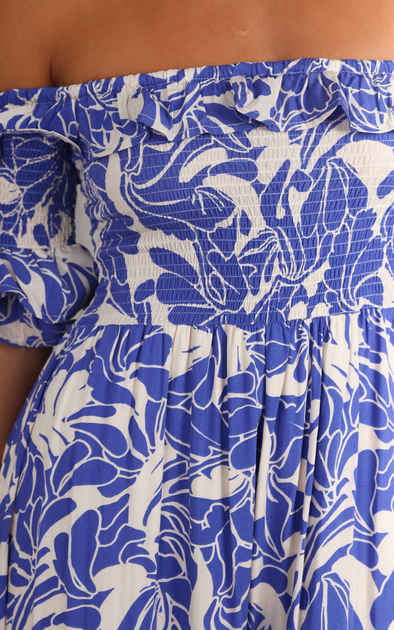 Ayesha Midi Dress - Blue Print