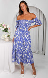 Ayesha Midi Dress - Blue Print