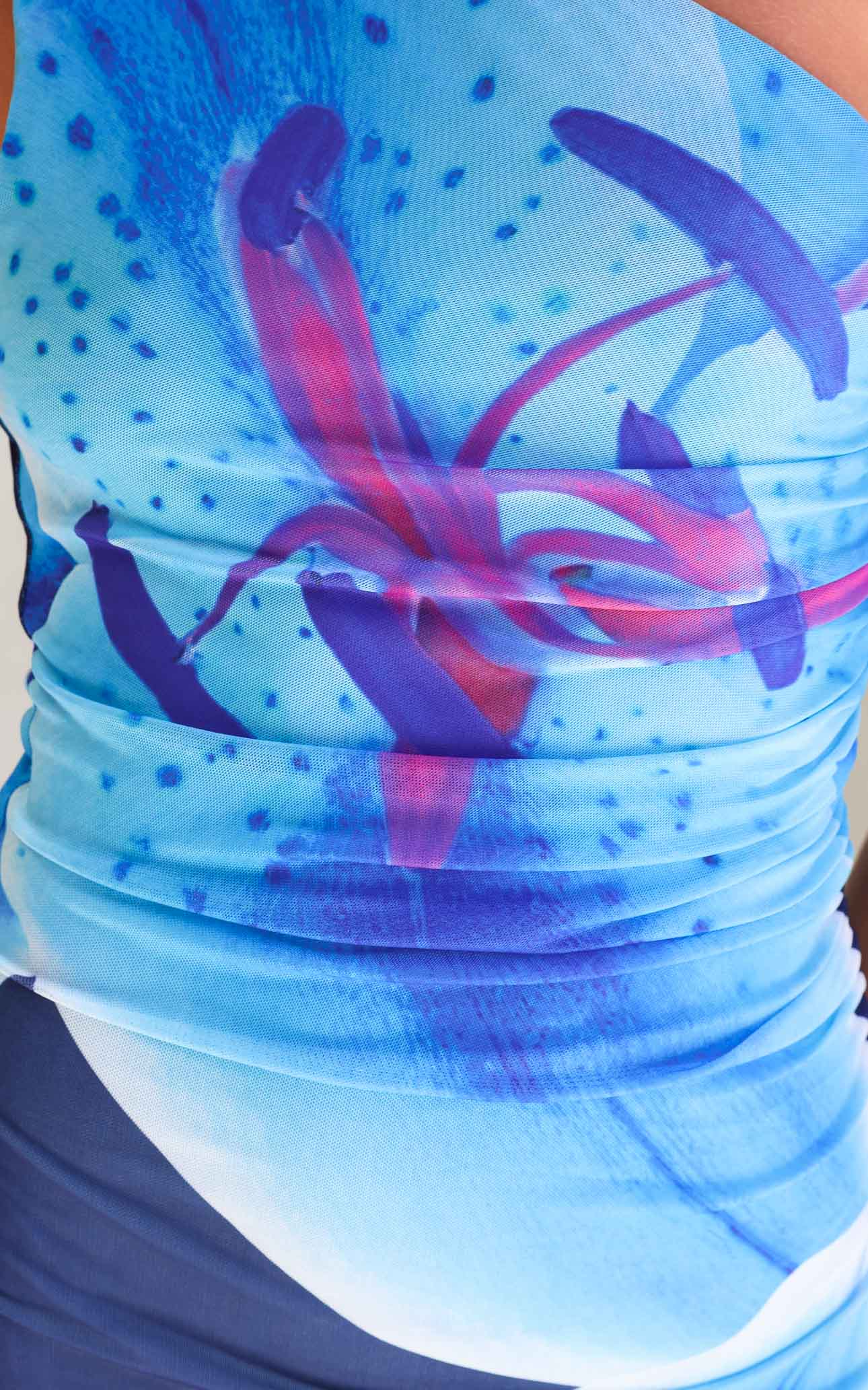 Alyssa Mesh Maxi Dress - Blue Floral