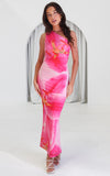 Alyssa Mesh Maxi Dress - Pink Floral