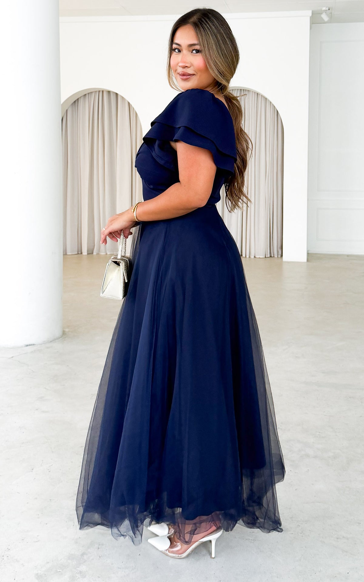 Adella Tulle Maxi Dress - Navy
