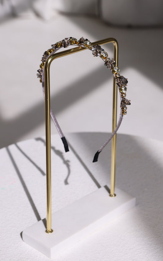 Amethyst Headband - Grey Diamante Cluster Bead