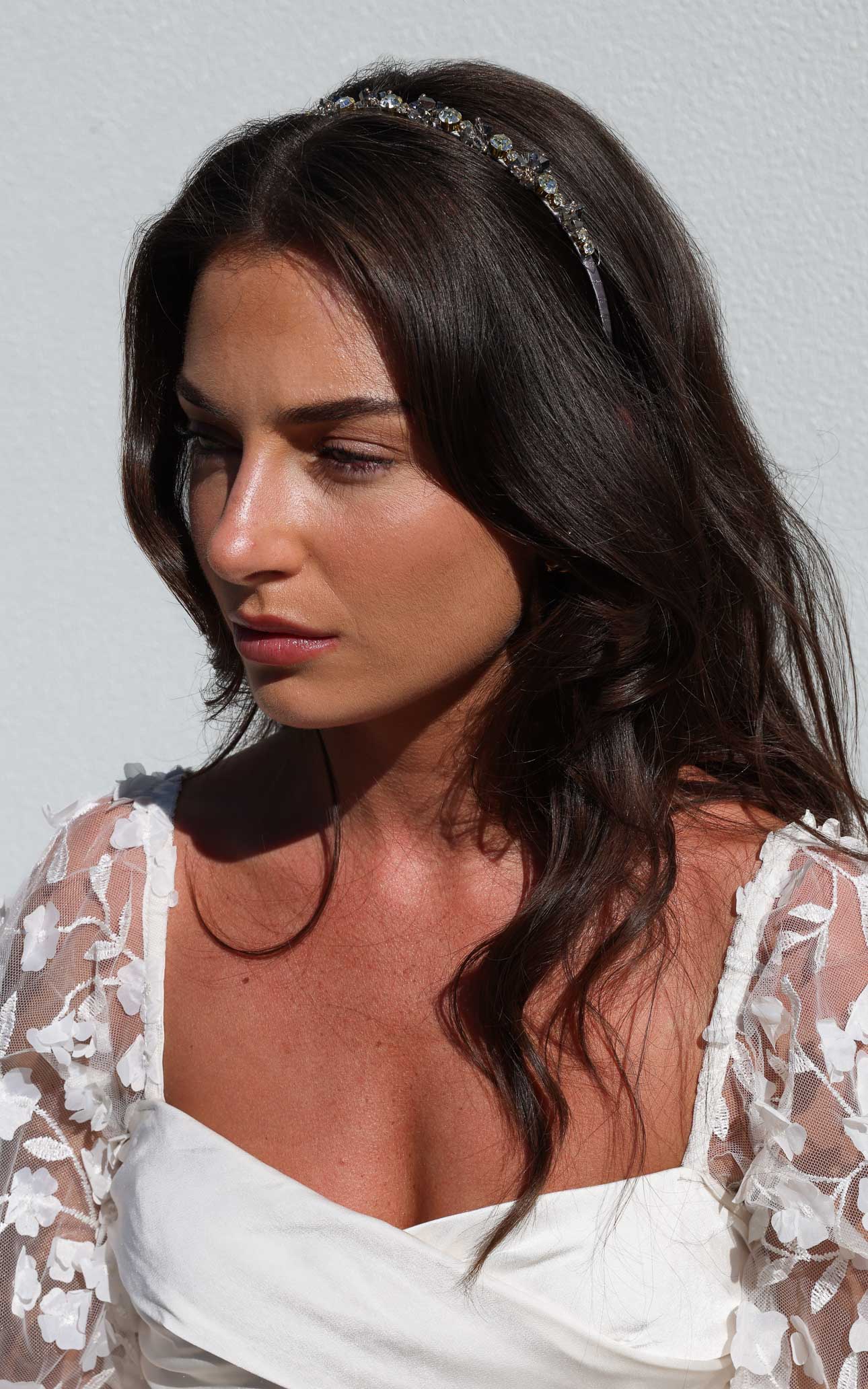 Amethyst Headband - Grey Diamante Cluster Bead