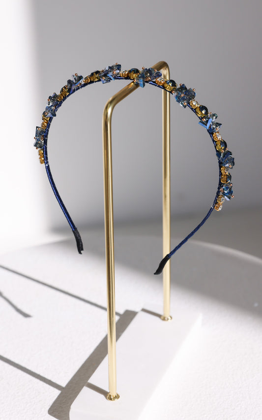 Amethyst Headband - Navy Diamante Cluster Bead