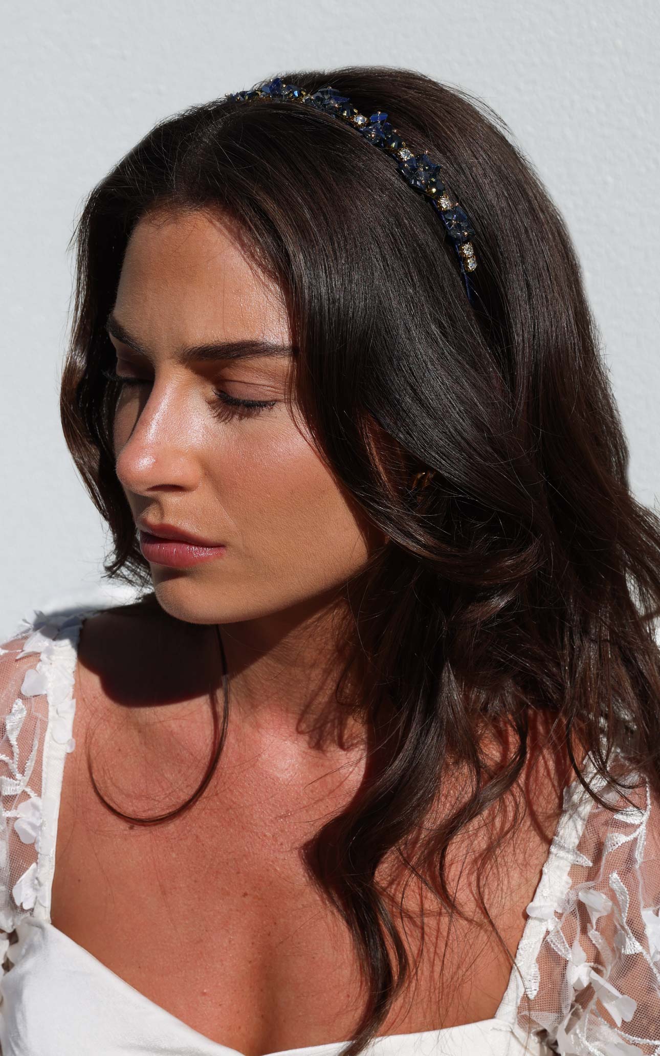 Amethyst Headband - Navy Diamante Cluster Bead