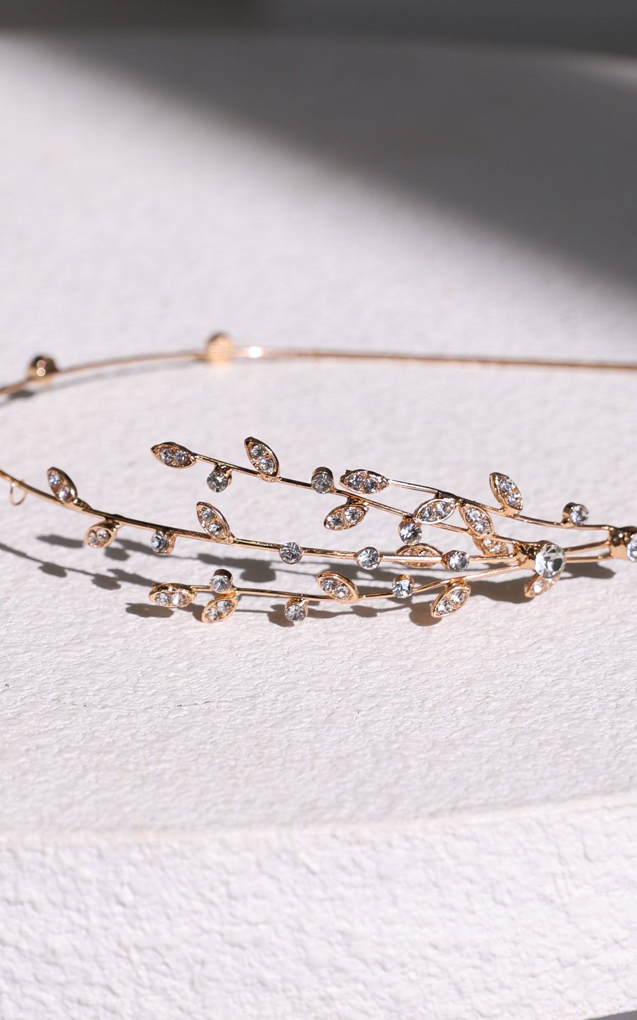 Aphrodite Headband - Gold Diamante Leaf