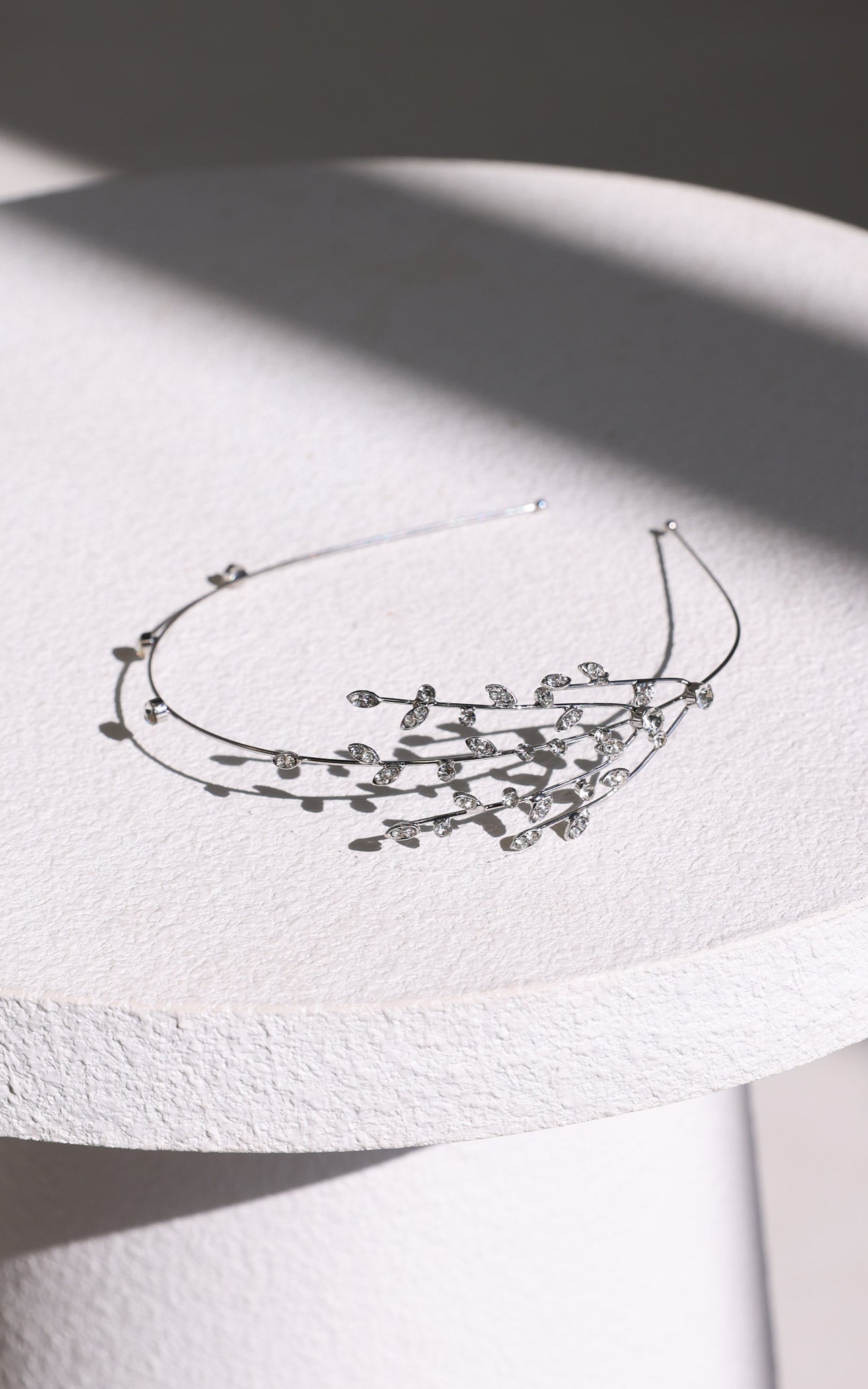 Aphrodite Headband - Silver Diamante Leaf
