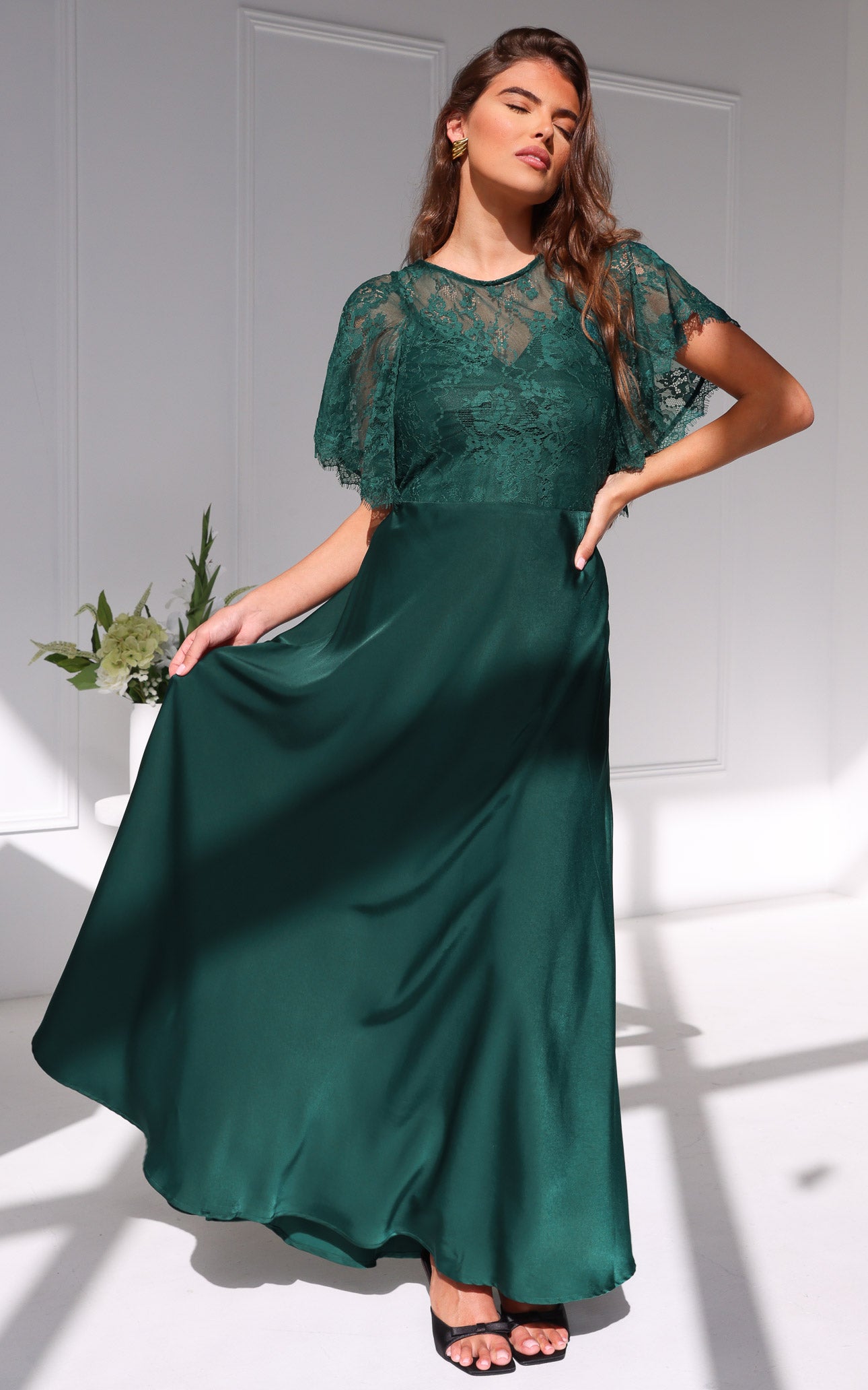 HIGHLAND V NECK FRONT CUT OUT DETAIL TIERED FRILL FISHTAIL MESH BODYCON MAXI DRESS - FOREST GREEN By Amica HIGHLAND V NECK FRONT CUT OUT DETAIL TIERED FRILL FISHTAIL MESH BODYCON MAXI DRESS - FOREST GREEN By Amica
