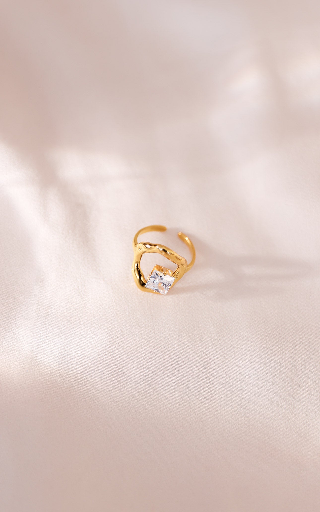Banksia Ring - Gold Square Diamante Abstract