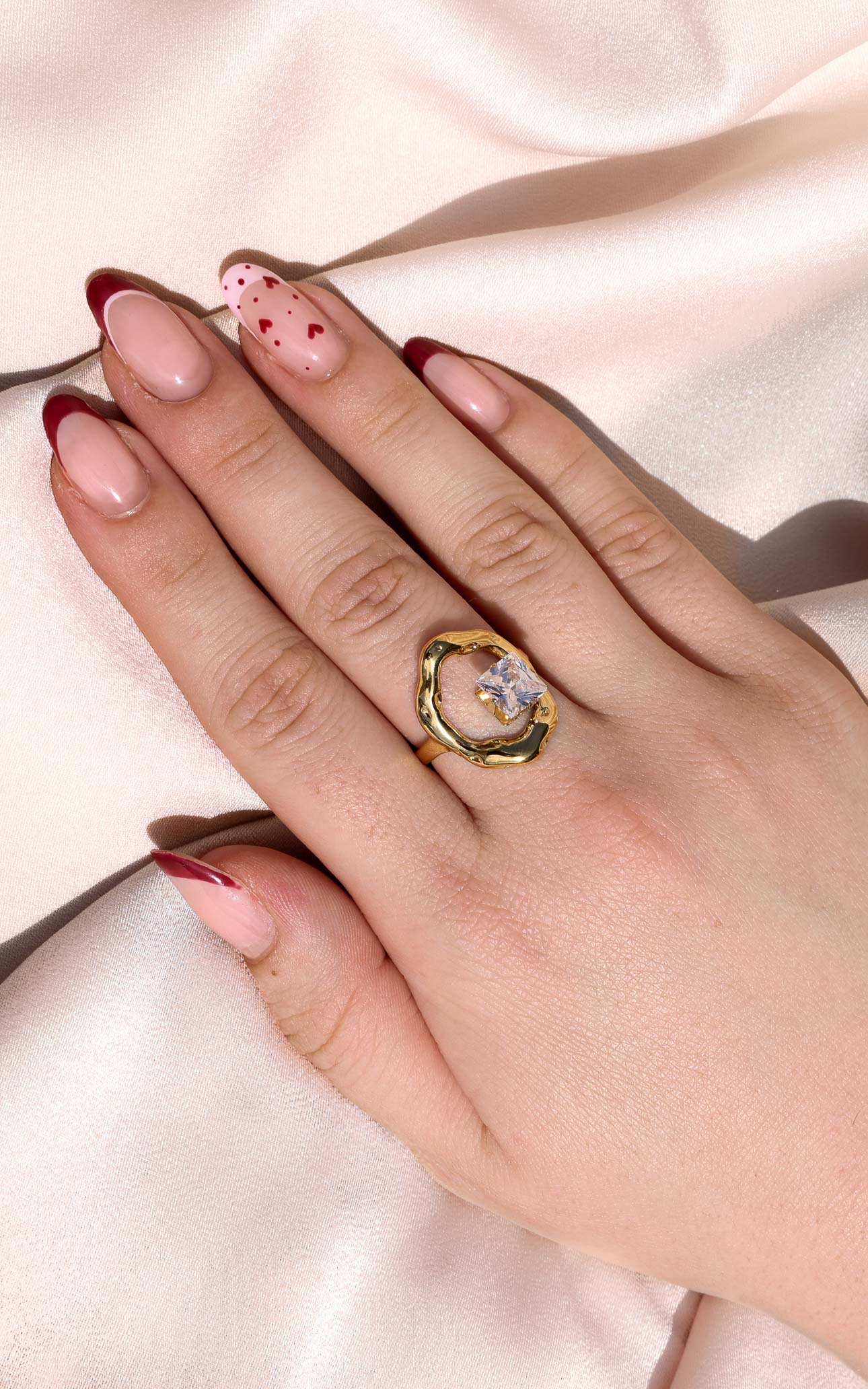 Banksia Ring - Gold Square Diamante Abstract
