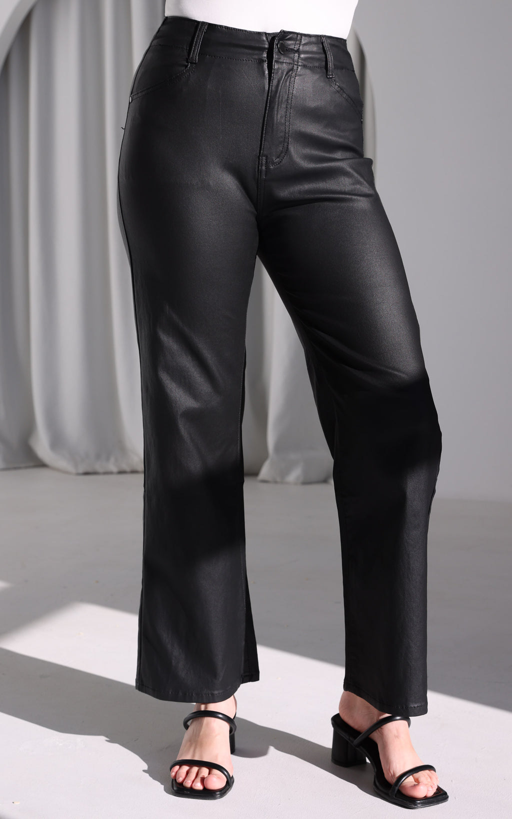 Bobbie Wet Look Pants - Black
