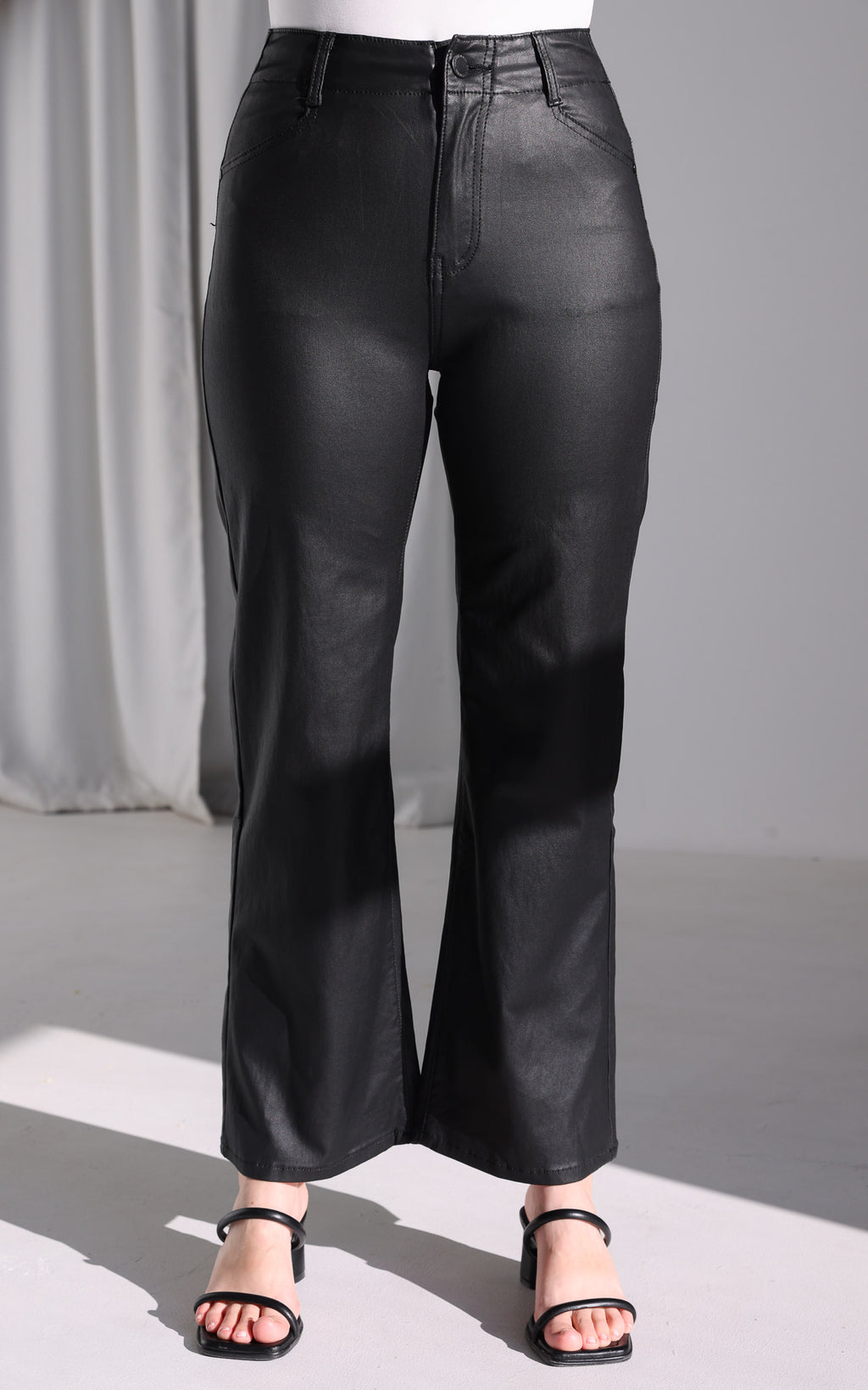 Bobbie Wet Look Pants - Black