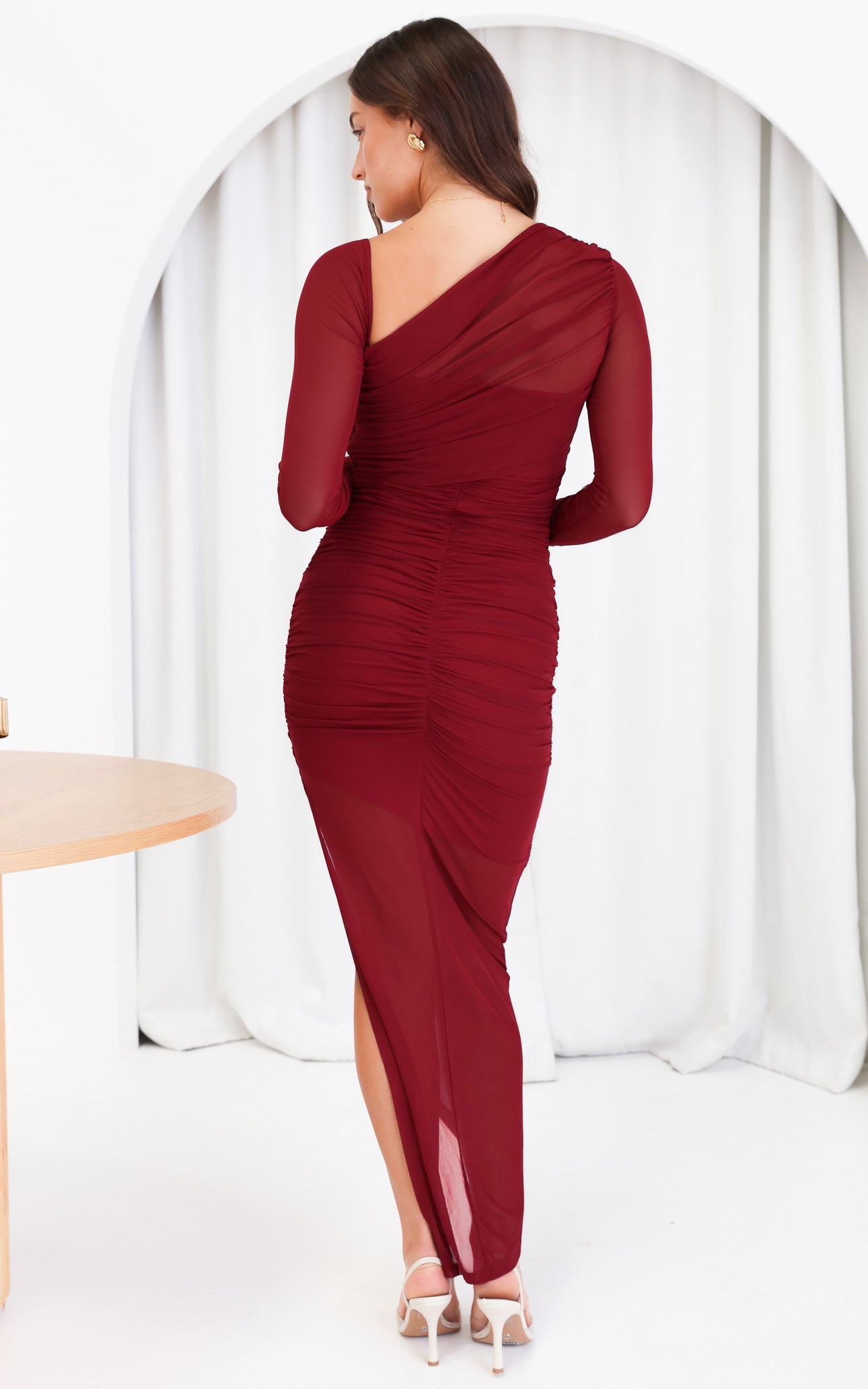 (Preorder) Batalon Mesh Maxi Dress - Wine