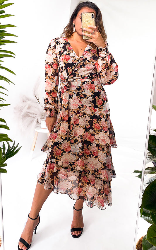 Beatrice Dress - Black Floral