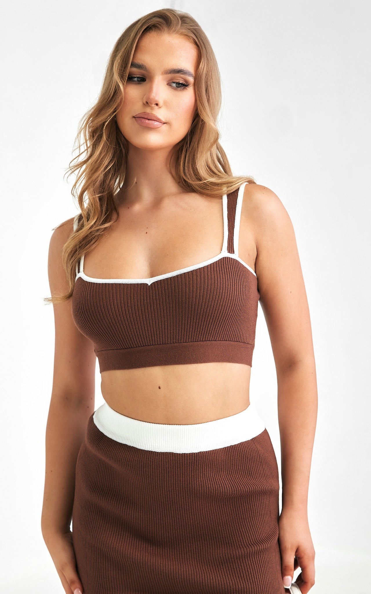 Beau Knit Crop Top - Chocolate Brown