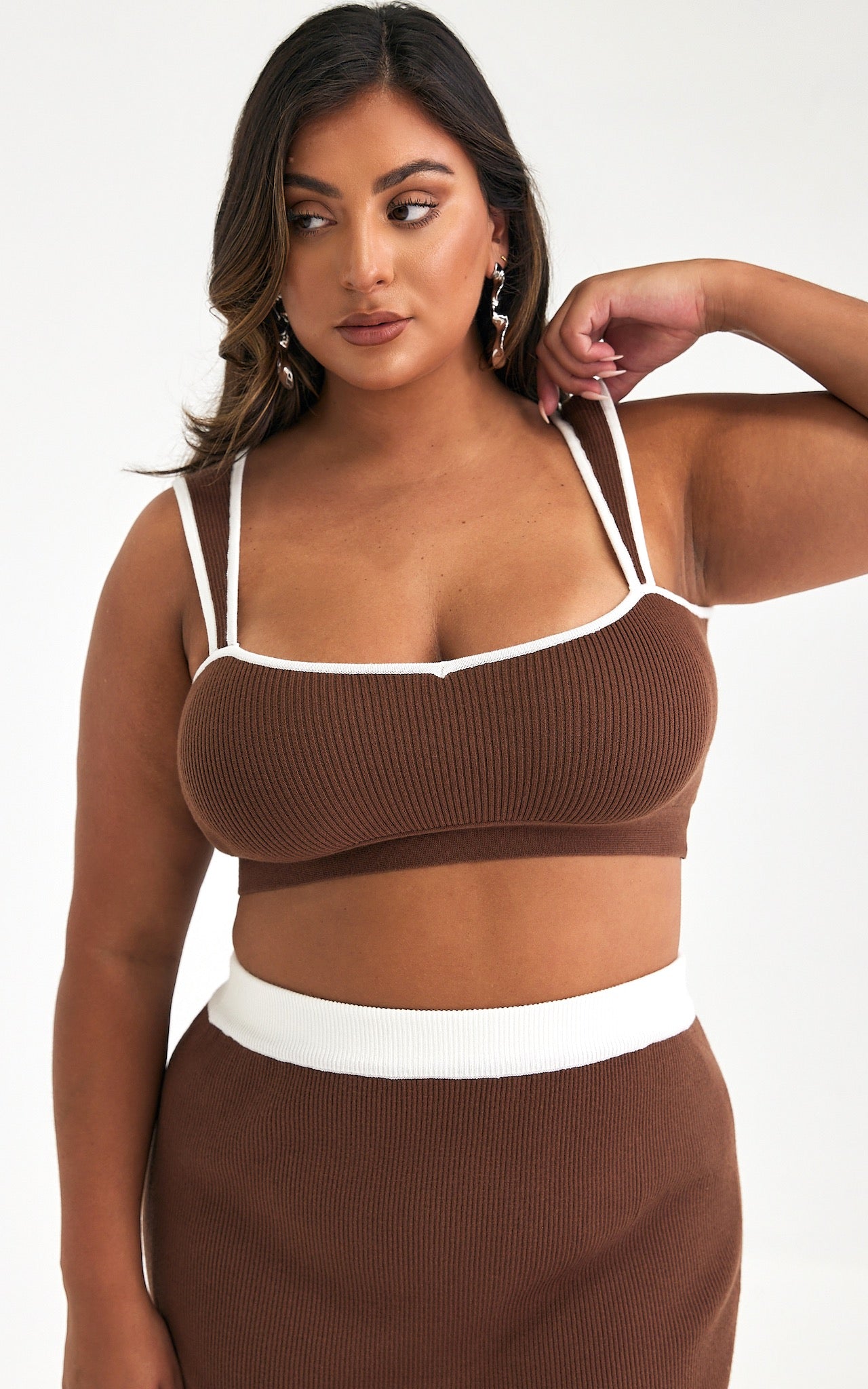 Beau Knit Crop Top - Chocolate Brown