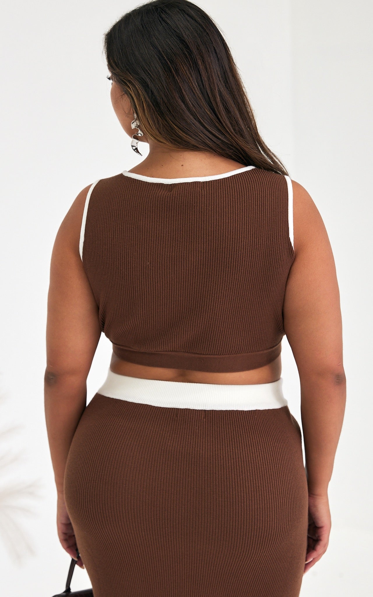 Beau Knit Crop Top - Chocolate Brown