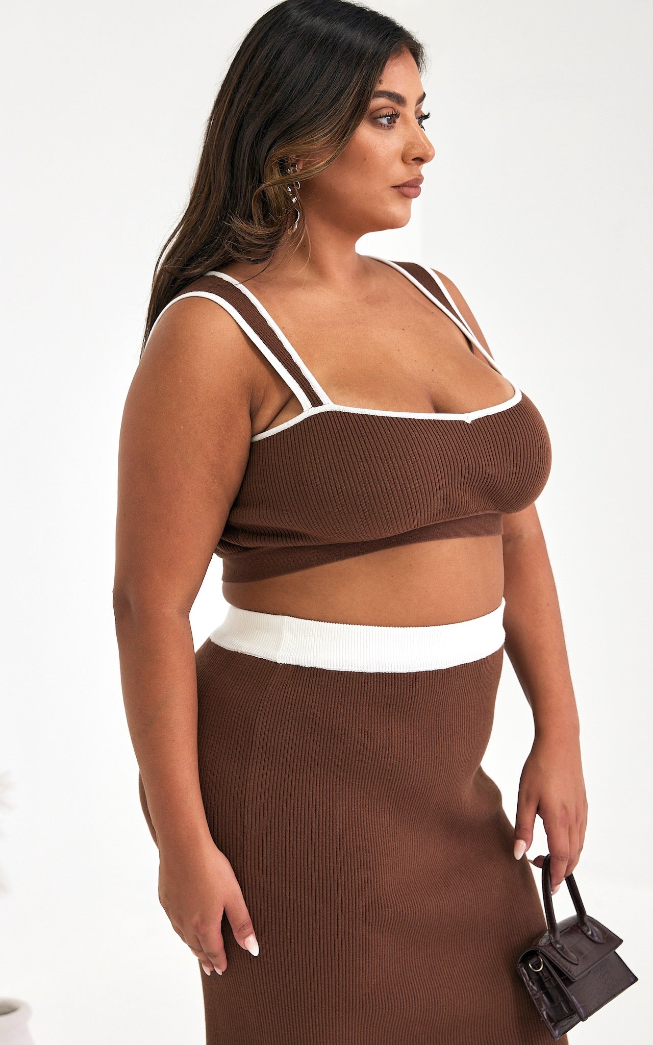 Beau Knit Crop Top - Chocolate Brown