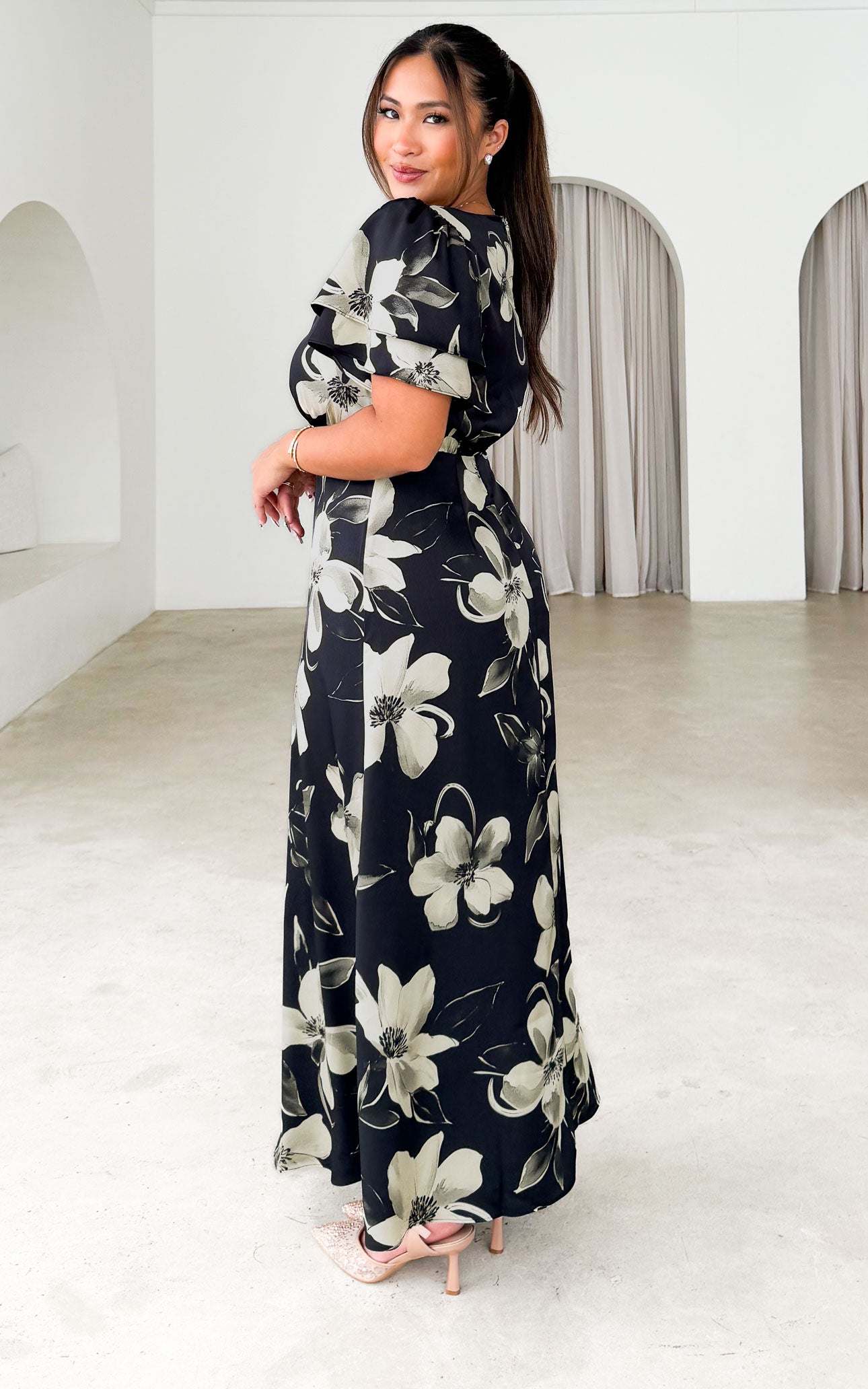 Behati Maxi Dress - Charcoal Navy Floral