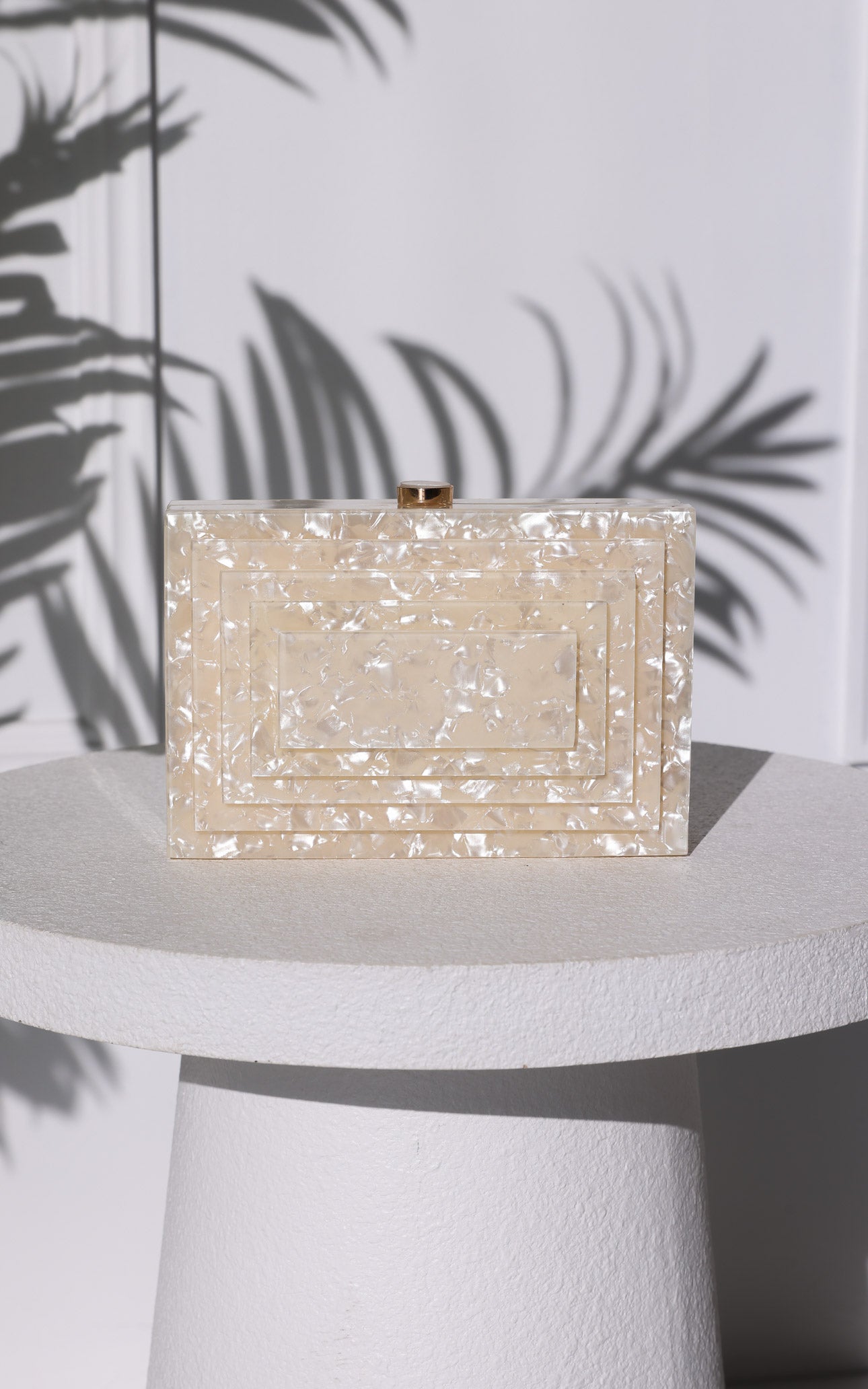 Mayley Clutch Bag - Cream Pearl Marble