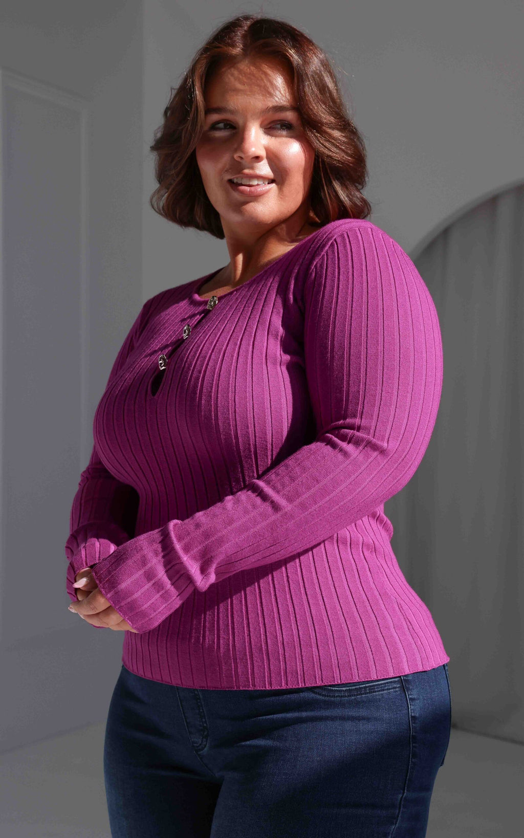 Benedict Knit Top - Plum