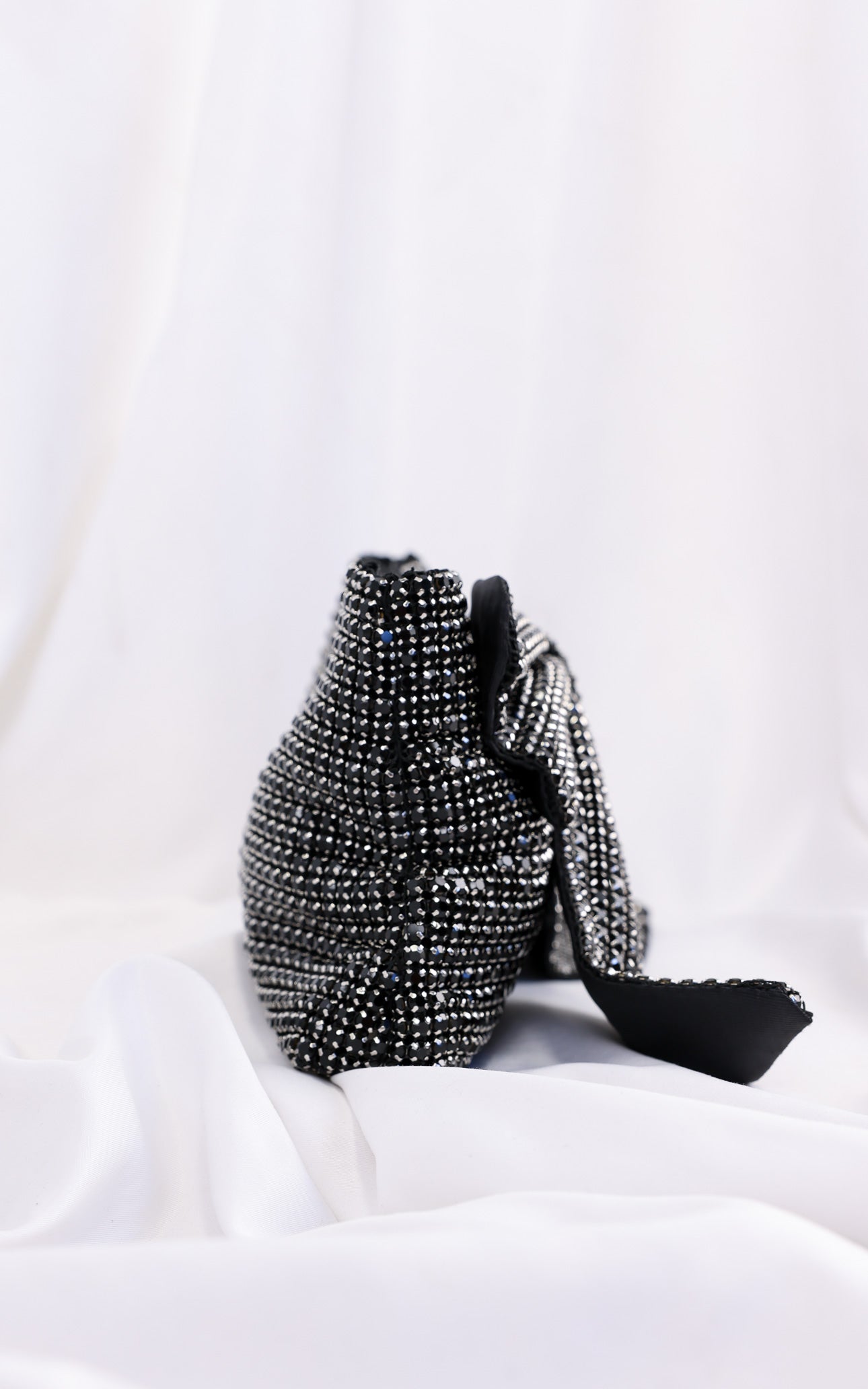 Bessie Crystal Rhinestone Clutch Bag - Bow Black