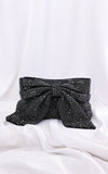 Bessie Crystal Rhinestone Clutch Bag - Bow Black