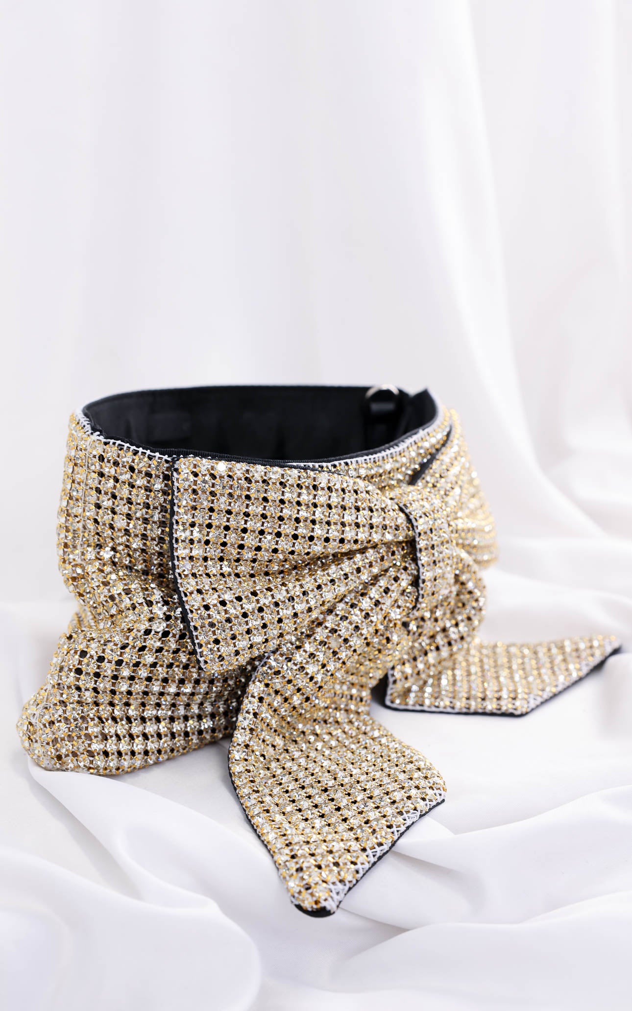 Bessie Crystal Rhinestone Clutch Bag - Bow Light Gold