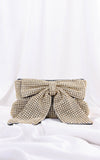 Bessie Crystal Rhinestone Clutch Bag - Bow Light Gold