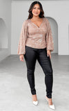 Beyond The Stars Long Sleeve Top - Champagne