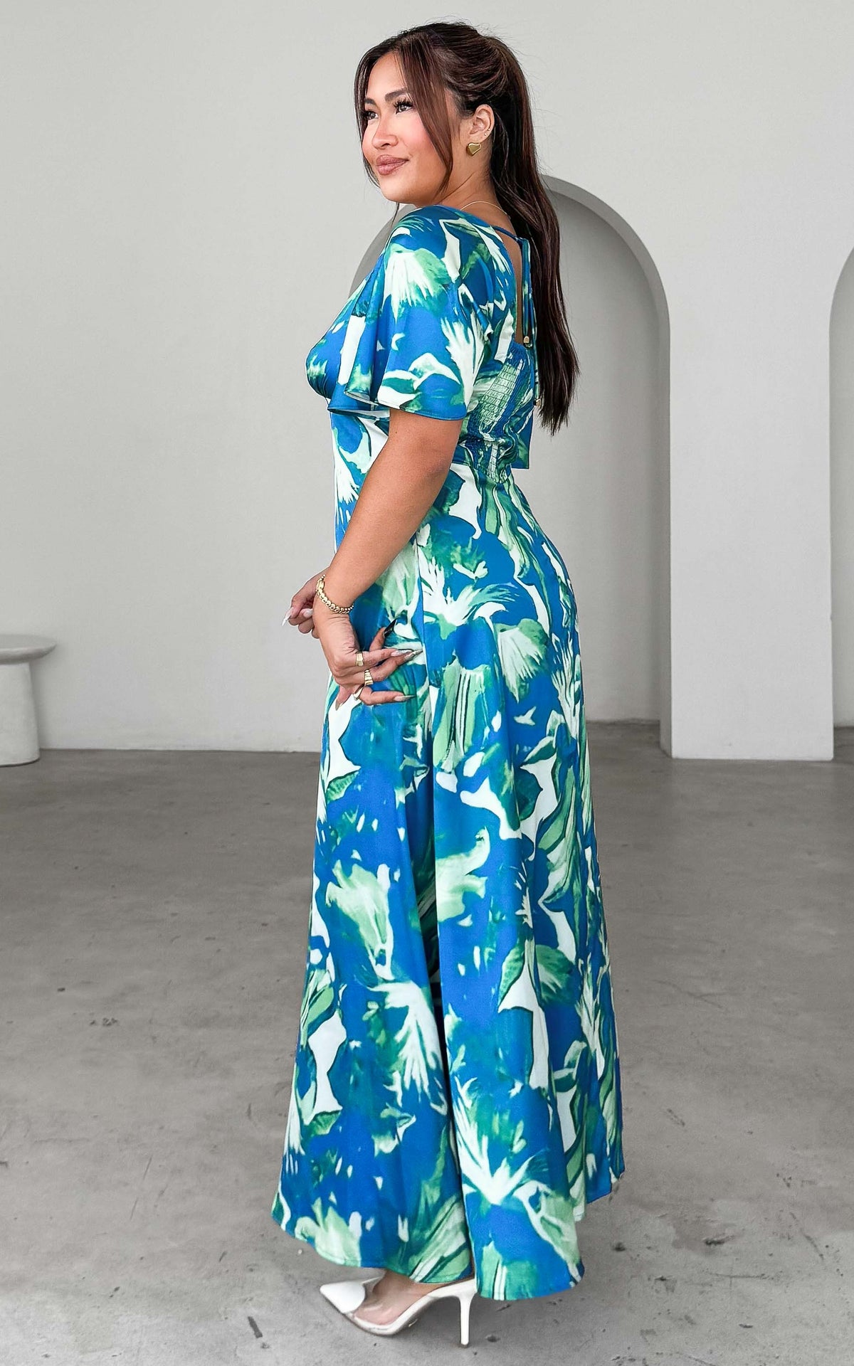 Bianco Maxi Dress - Blue Green Print